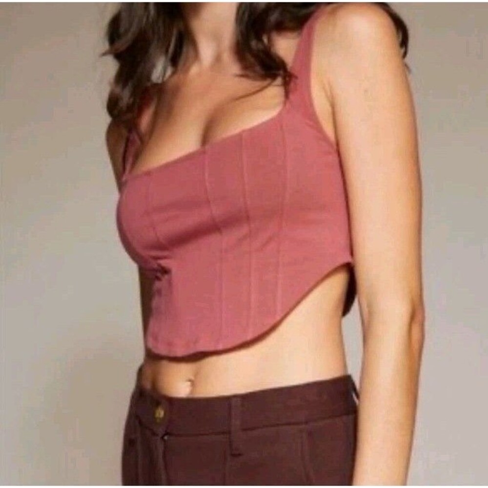 Urban Outfitters Corset Tank Top Womens Size S Mauve Pink Seamed Crop Bustier